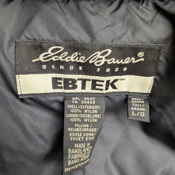 Vintage Eddie Bauer EBtek Goose Down Puffer Jacket Green/ Black Men`s size L. - Picture 10 of 16